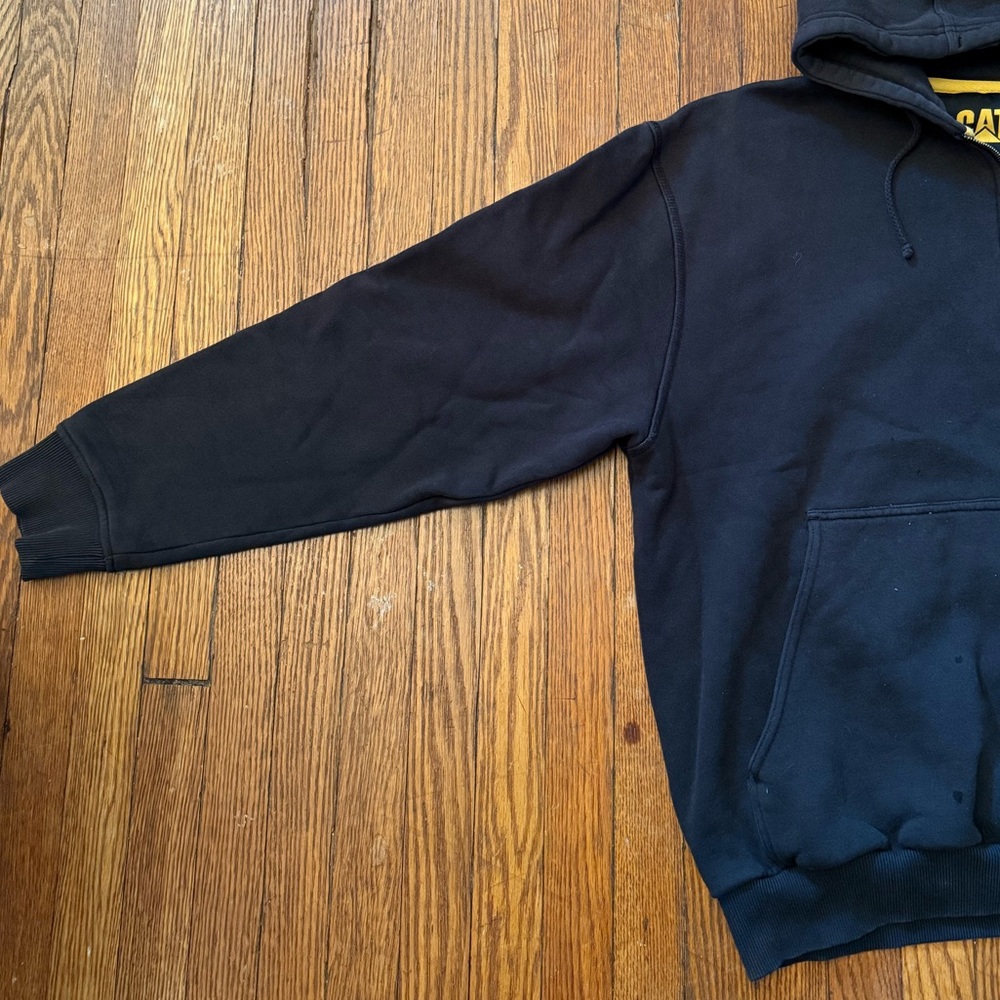 90’s CAT Construction Vintage Quarter Zip Hooded Sweatshirt - Picture 4 of 13